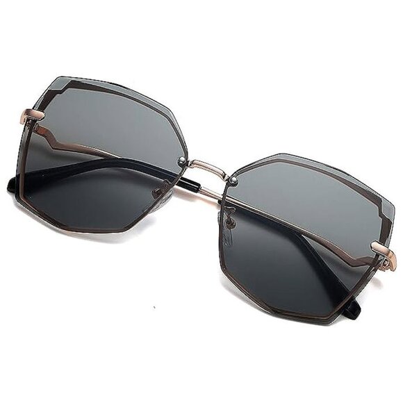 Sunglasses for Women trendy Polygon Oversized Fashion , Grey